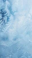 Frost Patterns on a Window Depicting Ice Crystals, Conveying a Winter Feel, Perfect for Holiday Greetings photo