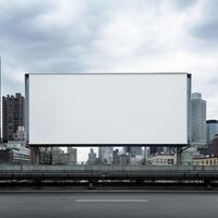 Blank billboard frame nestled amidst a bustling urban landscape, open canvas for creativity AI Generative photo