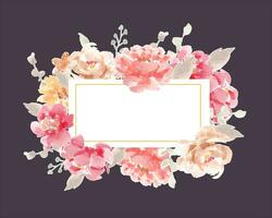 Red and Vintage Rose Watercolor Flower Frame vector