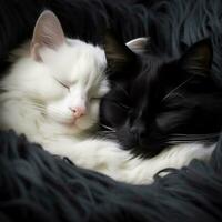 two cat hug sleeping photo