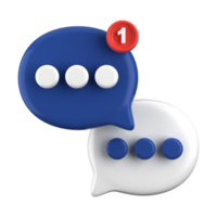 3d rendering of speech bubble icons, 3D Chat icon set. Set of 3d speak bubble. Chatting box, message box. Chat icon set. Balloon 3d style. png