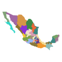 Map of Mexico with administrative regions in colorful. Mexican map regions. png