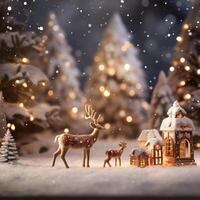 Celebrate Christmas Day with a Festive Christmas Background Snowfall Gift Boxes and Joyful Holiday Season Magic photo