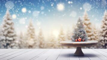 Celebrate Christmas Day with a Festive Christmas Background Snowfall Gift Boxes and Joyful Holiday Season Magic photo