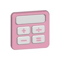3D Realistic Pink Calculator in Isolated Background Vector Illustration. Calculator Vector Render Concept of Financial Management.