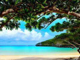 beautiful tropical beach with blue lagoon and white sand, thailand photo