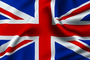 United Kingdom flag of silk with customizable space for text. 3D Render photo