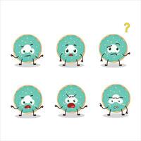 Cartoon character of vanilla blue donut with what expression vector