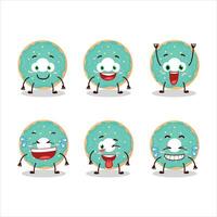 Cartoon character of vanilla blue donut with smile expression vector
