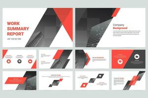 rojo y negro moderno negocio márketing empresa diapositiva presentación modelo vector