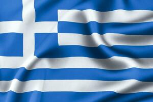 Greece flag of silk with customizable space for text. 3D Render photo