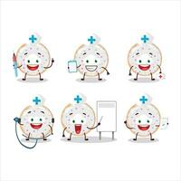 Doctor profession emoticon with vanilla donut cartoon character vector