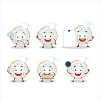 Cartoon character of vanilla donut with various chef emoticons vector