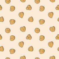 Chickpeas seamless pattern repeating background with legumes. Hand drawn chickpea, decorative vector ornament for packaging design, label, print, template, wrapping. Healthy food, protein, pea harvest