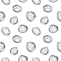 Chestnuts seamless pattern with plant, fruit, sweet chestnut repeating background. Backdrop with nuts decorative ornament for print, paper,  wrapping, card, template, packaging. Vector illustration