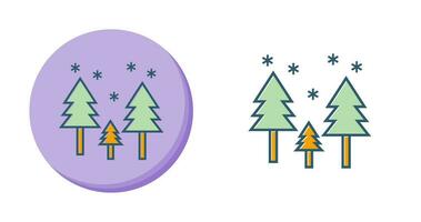 nevando en el icono de vector de árboles