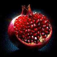 a pomegranate with dark background photo