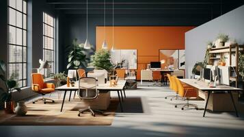 A Vision of the Future Work Experience with State-of-the-art Workplace Design and Copyspace AI Generative photo