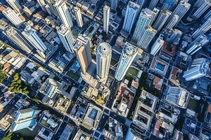 A drone's panoramic perspective of cities and landscapes revealing the unseen vastness and intricacies of our world AI Generative photo