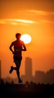 Running into the Sunrise - A Symbol of Endurance and Determination AI Generative photo