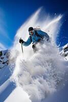 The Snowy Launch - A Skier's Leap of Adrenaline and Adventure photo
