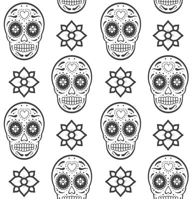 Vector seamless pattern of Mexican sugar skull