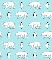 Seamless pattern of hand drawn penguin and bear vector