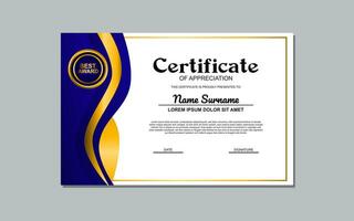 The Certificate Template with a Blue and Gold Design is an elegant and customizable design suitable for creating formal certificates or awards with a touch of sophistication. vector