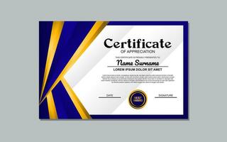 The Certificate Template with a Blue and Gold Design is an elegant and customizable design suitable for creating formal certificates or awards with a touch of sophistication. vector