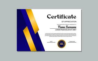 The Certificate Template with a Blue and Gold Design is an elegant and customizable design suitable for creating formal certificates or awards with a touch of sophistication. vector