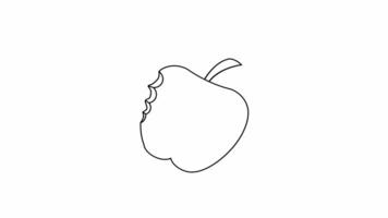 animado esboço do uma usava maçã logotipo ser mordido video