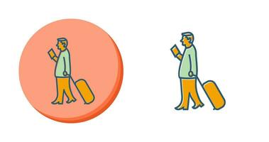 Walking with Luggage Vector Icon