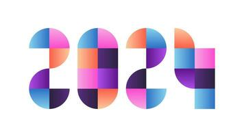 Creative 2024 Geometric Number For New Year Colorful Gradient Design Isolated on White Background vector