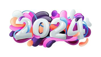 Creative 2024 Geometric Number For New Year Colorful Gradient Design Isolated on White Background vector