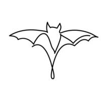 Continuous one line  bat drawing vector art illustration