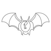 Continuous one line  bat drawing vector art illustration