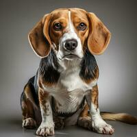 cute brown black and white beagle ai photo