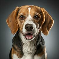 cute brown black and white beagle ai photo