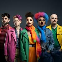 Vibrant Celebration of Gender Diversity and Inclusivity Showcasing Expressions and Attire AI Generative photo