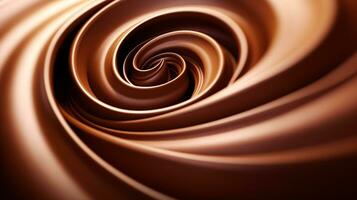 Graceful Spiral of Chocolate Unfolding Against Well-lit Minimalist Backdrop AI Generative photo