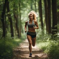 Forest Sprint - Capturing the Runner's Willpower Amidst Nature photo