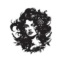 angry goddess, vintage hand drawn illustration vector