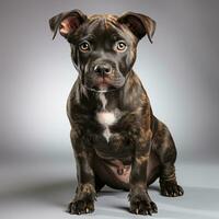 Cute black and brown pitbull photo