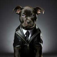 Cute black and brown pitbull photo