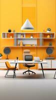 Sleek Furniture in a Vibrant Modern Office with Neutral Palette and Tech Gadgets AI Generative photo