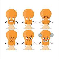 Chicken thight cartoon character with various angry expressions vector