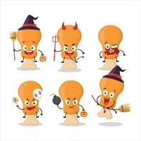 Halloween expression emoticons with cartoon character of chicken thight vector