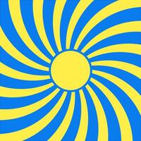 yellow sunshine swirl radius on blue background. abstract vector illustration nobody for background backdrop card printing