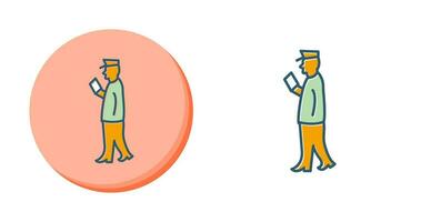 Guard Checking Passport Vector Icon