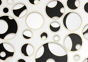 Grey, black and golden circles abstract geometric background vector